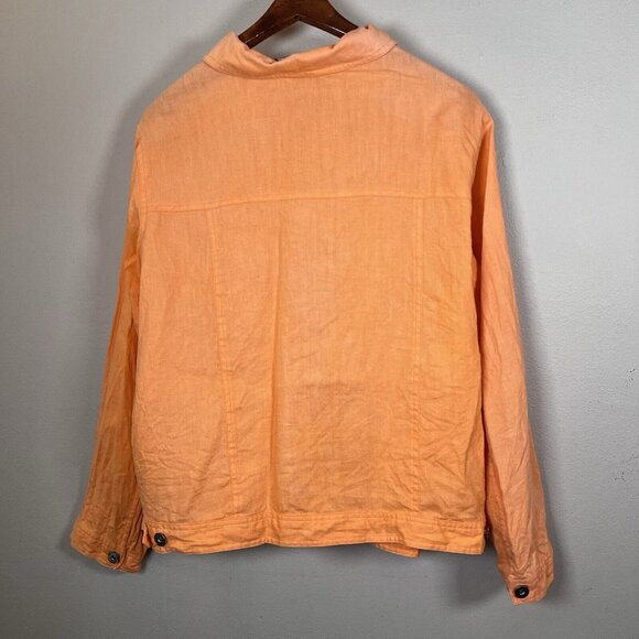 Saint Tropez West Jacket Women’s Size 3X Orange Linen Button Front *Color Fading - Picture 2 of 8